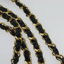 CHANEL Matelasse Chain Shoulder Bag Leather Navy Gold CC Auth 131802-14