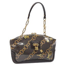 LOUIS VUITTON Monogram Charm Sac Fermoir Bag Dark Brown M95155 LV Auth 131805-1