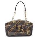 LOUIS VUITTON Monogram Charm Sac Fermoir Bag Dark Brown M95155 LV Auth 131805-13