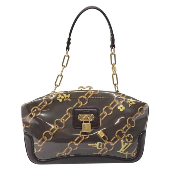 LOUIS VUITTON Monogram Charm Sac Fermoir Bag Dark Brown M95155 LV Auth 131805