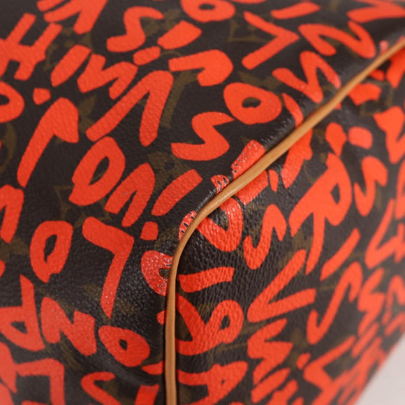 LOUIS VUITTON Monogram Graffiti Speedy 30 Hand Bag Orange M93705 Auth 131812V