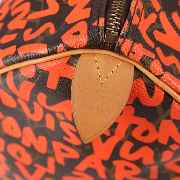 LOUIS VUITTON Monogram Graffiti Speedy 30 Hand Bag Orange M93705 Auth 131812V