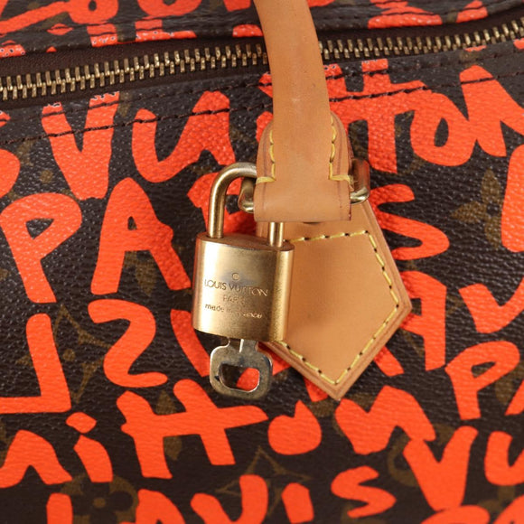 LOUIS VUITTON Monogram Graffiti Speedy 30 Hand Bag Orange M93705 Auth 131812V