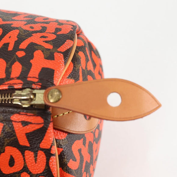 LOUIS VUITTON Monogram Graffiti Speedy 30 Hand Bag Orange M93705 Auth 131812V