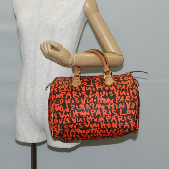 LOUIS VUITTON Monogram Graffiti Speedy 30 Hand Bag Orange M93705 Auth 131812V
