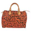 LOUIS VUITTON Monogram Graffiti Speedy 30 Hand Bag Orange M93705 Auth 131812V-13