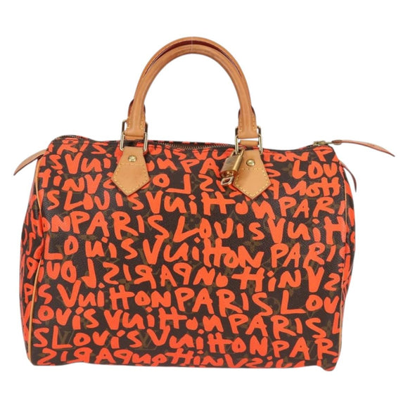 LOUIS VUITTON Monogram Graffiti Speedy 30 Hand Bag Orange M93705 Auth 131812V