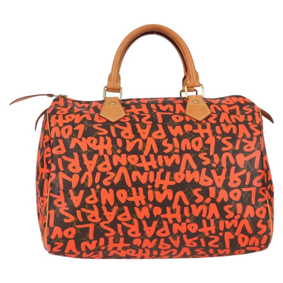 LOUIS VUITTON Monogram Graffiti Speedy 30 Hand Bag Orange M93705 Auth 131812V