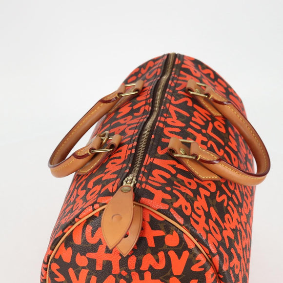 LOUIS VUITTON Monogram Graffiti Speedy 30 Hand Bag Orange M93705 Auth 131812V