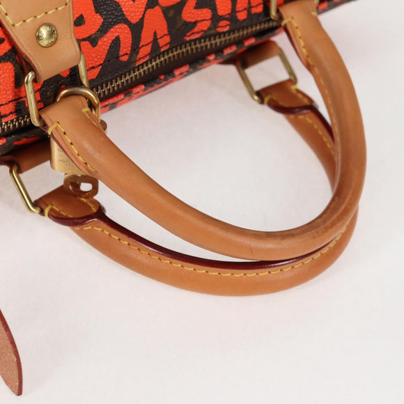 LOUIS VUITTON Monogram Graffiti Speedy 30 Hand Bag Orange M93705 Auth 131812V