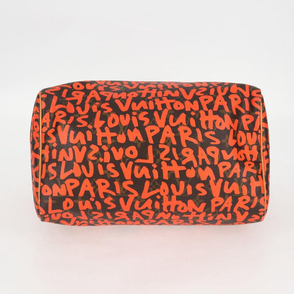 LOUIS VUITTON Monogram Graffiti Speedy 30 Hand Bag Orange M93705 Auth 131812V