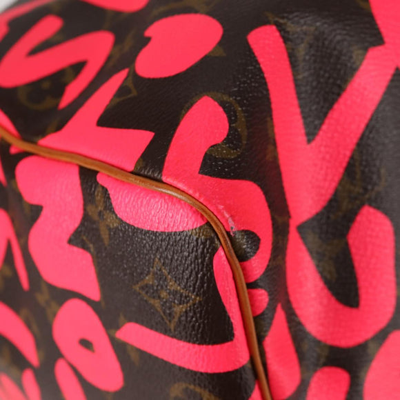 LOUIS VUITTON Monogram graffiti Keepall 50 Boston Bag Gold M93698 Auth 131813SV