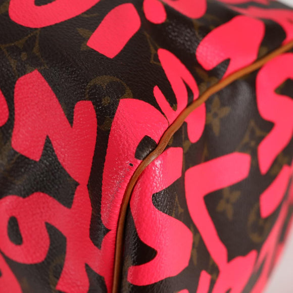 LOUIS VUITTON Monogram graffiti Keepall 50 Boston Bag Gold M93698 Auth 131813SV