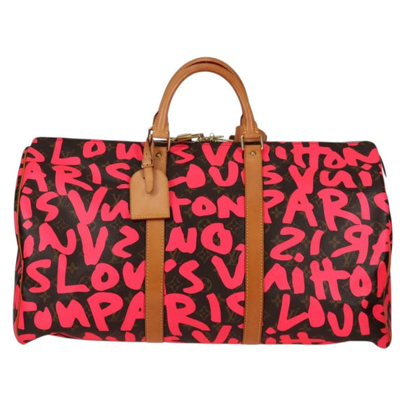 LOUIS VUITTON Monogram graffiti Keepall 50 Boston Bag Gold M93698 Auth 131813SV