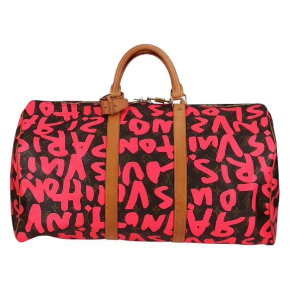 LOUIS VUITTON Monogram graffiti Keepall 50 Boston Bag Gold M93698 Auth 131813SV