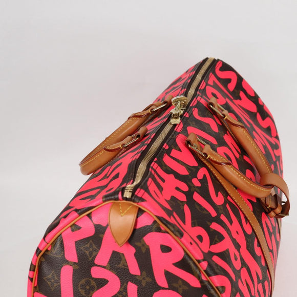 LOUIS VUITTON Monogram graffiti Keepall 50 Boston Bag Gold M93698 Auth 131813SV