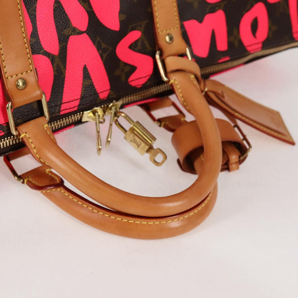 LOUIS VUITTON Monogram graffiti Keepall 50 Boston Bag Gold M93698 Auth 131813SV