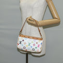 LOUIS VUITTON Multicolor Pochette Accessoires Pouch White M92649 LV Auth 131817V-22