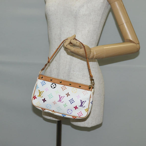 LOUIS VUITTON Multicolor Pochette Accessoires Pouch White M92649 LV Auth 131819V