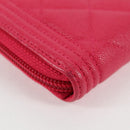 CHANEL Boy Chanel Wallet Caviar Skin Pink Gold CC Auth 131833M-16