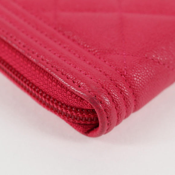 CHANEL Boy Chanel Wallet Caviar Skin Pink Gold CC Auth 131833M