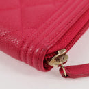 CHANEL Boy Chanel Wallet Caviar Skin Pink Gold CC Auth 131833M-17