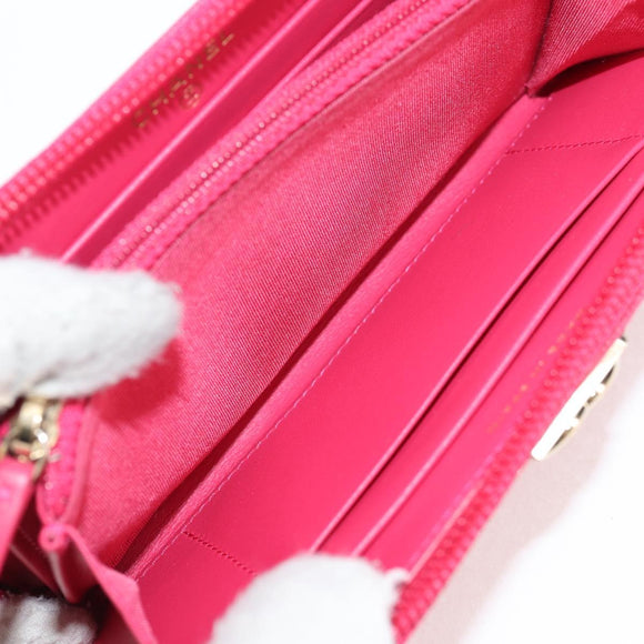 CHANEL Boy Chanel Wallet Caviar Skin Pink Gold CC Auth 131833M