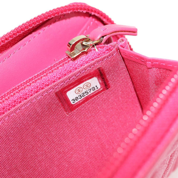CHANEL Boy Chanel Wallet Caviar Skin Pink Gold CC Auth 131833M