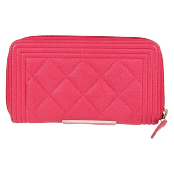 CHANEL Boy Chanel Wallet Caviar Skin Pink Gold CC Auth 131833M - 0