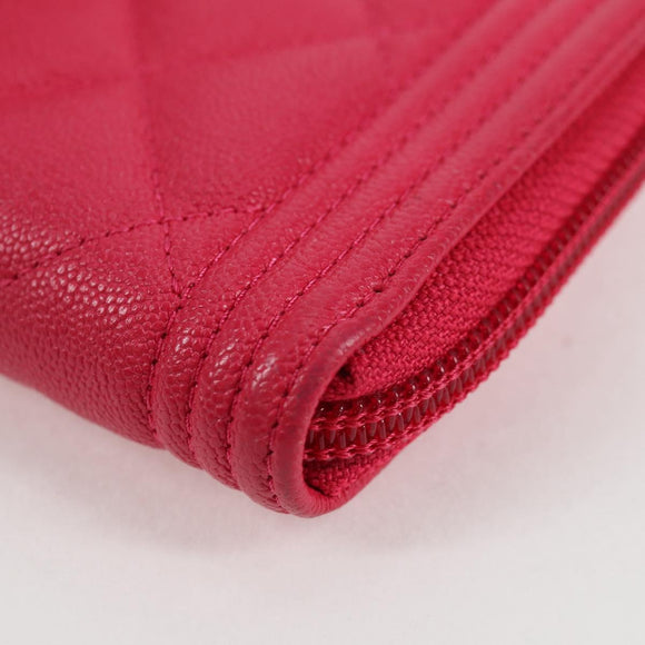 CHANEL Boy Chanel Wallet Caviar Skin Pink Gold CC Auth 131833M