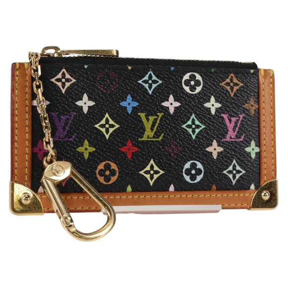 LOUIS VUITTON Multicolor Pochette Cles Münztäschchen Schwarz M13664 LV Auth 131839V