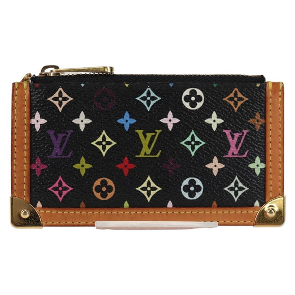 LOUIS VUITTON Multicolor Pochette Cles Münztäschchen Schwarz M13664 LV Auth 131839V
