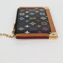 LOUIS VUITTON Multicolor Pochette Cles Münztäschchen Schwarz M13664 LV Auth 131839V-3