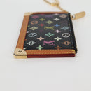 LOUIS VUITTON Multicolor Pochette Cles Coin Purse Black M13664 LV Auth 131839V-4