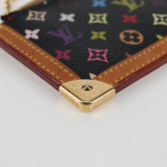 LOUIS VUITTON Multicolor Pochette Cles Münztäschchen Schwarz M13664 LV Auth 131839V
