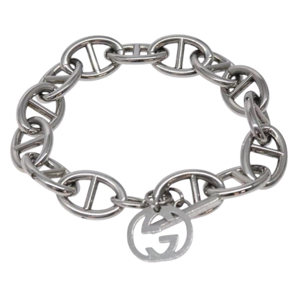 GUCCI Anchor Chain Bracelet metal Silver Auth 131854