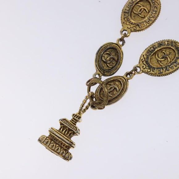 CHANEL Necklace metal Gold Tone CC Auth 131855