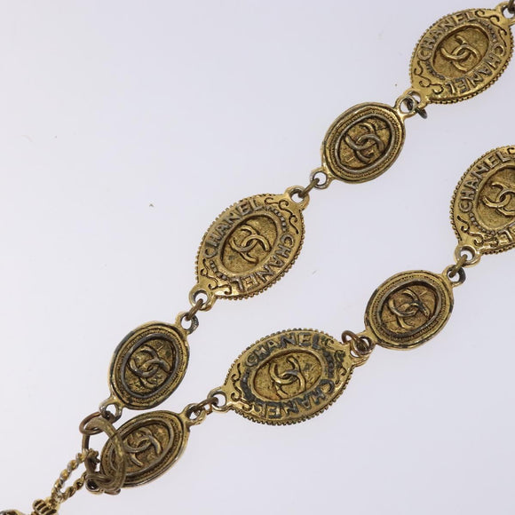 CHANEL Necklace metal Gold Tone CC Auth 131855