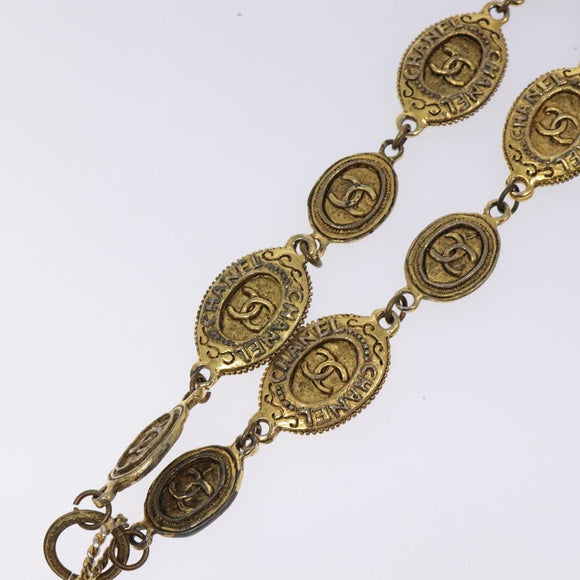 CHANEL Necklace metal Gold Tone CC Auth 131855