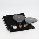 CHANEL Club Case Wood Racket and Rubber ball set Black CC Auth 131858SAV-11