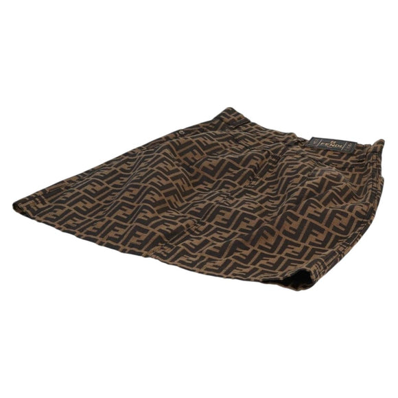 FENDI Zucca Canvas Skirt Black Brown Auth 131861V