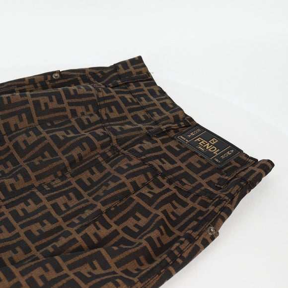 FENDI Zucca Canvas Skirt Black Brown Auth 131861V
