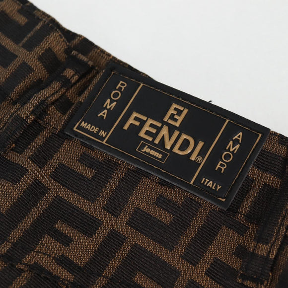 FENDI Zucca Canvas Skirt Black Brown Auth 131861V