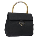 PRADA Hand Bag Nylon Black Gold Auth 131867-1