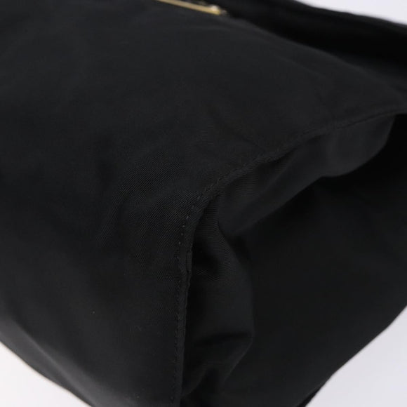 PRADA Hand Bag Nylon Black Gold Auth 131867