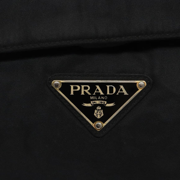 PRADA Hand Bag Nylon Black Gold Auth 131867