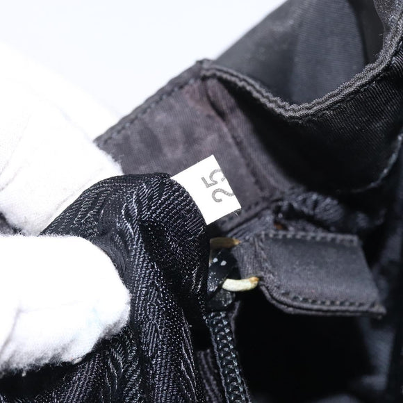 PRADA Hand Bag Nylon Black Gold Auth 131867