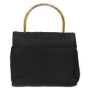 PRADA Hand Bag Nylon Black Gold Auth 131867-2