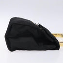 PRADA Hand Bag Nylon Black Gold Auth 131867-3