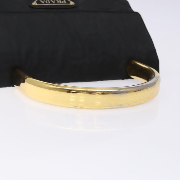PRADA Hand Bag Nylon Black Gold Auth 131867